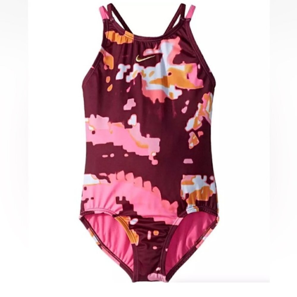 Nike Multicolor Glitch Spiderback One-Piece Swimsuits Girl's Kids Size XL